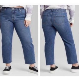 Wild Fable High Rise Straight Frayed Leg Medium Wash Jeans - Size 14